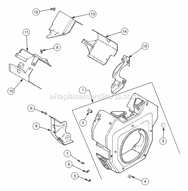 Blower Housing And Baffles Diagram and Parts List for 2186 13A-288L100, 13B-288M100 Cub Cadet Lawn Tractor